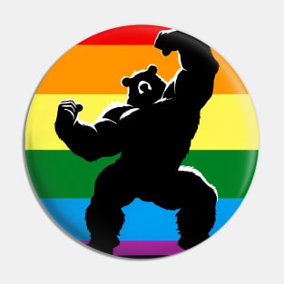 Rainbow LGBTQ Furry Pride Dancing Bear Fursona Pin