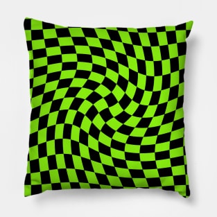 Twisted Checkerboard - Black and Green Pillow