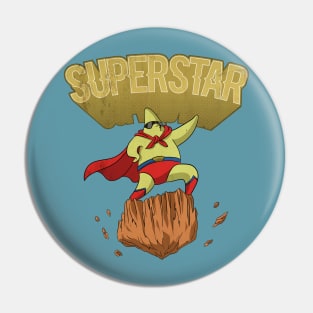 Superstar Yellow Star Superhero on a Rock Pin