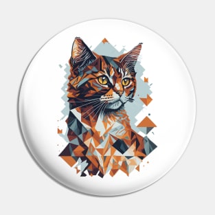 Geometric Cat colorful abstract design Pin