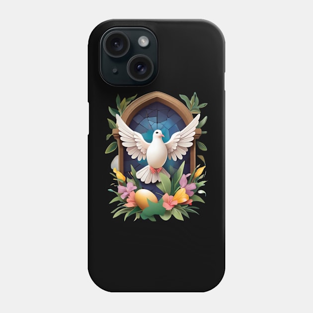 Easter Dove with Spring Vibes  Religious Art Gifts Phone Case by benzshope