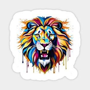 Lion Head Dripping Rainbow Graffiti Magnet