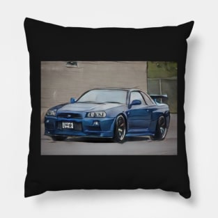 Nissan GTR R34 - Cartoon Design Pillow