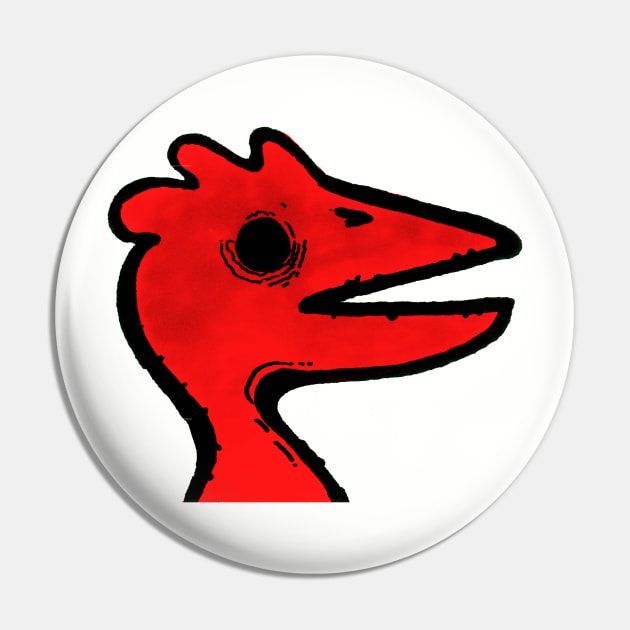 Red Bird Head Pin by Phosfate