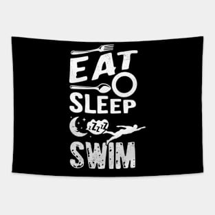 Swimming Eat Sleep creative graphic art Tapestry