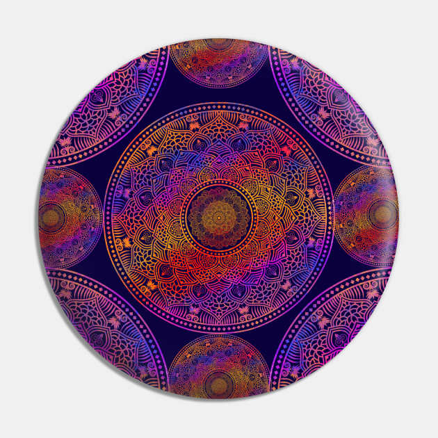 Boho Style Abstract Festive Mandala Pattern Pin by TheseTeesPlease