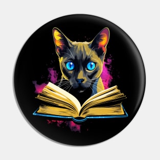 Tonkinese Cat Reads Book Pin