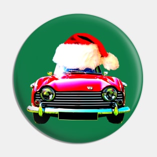 Triumph TR5 classic car Christmas hat edition Pin