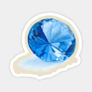 Blue Sapphire Gem Watercolour Painting Magnet