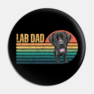 Lab Dad Funny Black Labrador Retriever Dog Lover Retro Sunset Pin