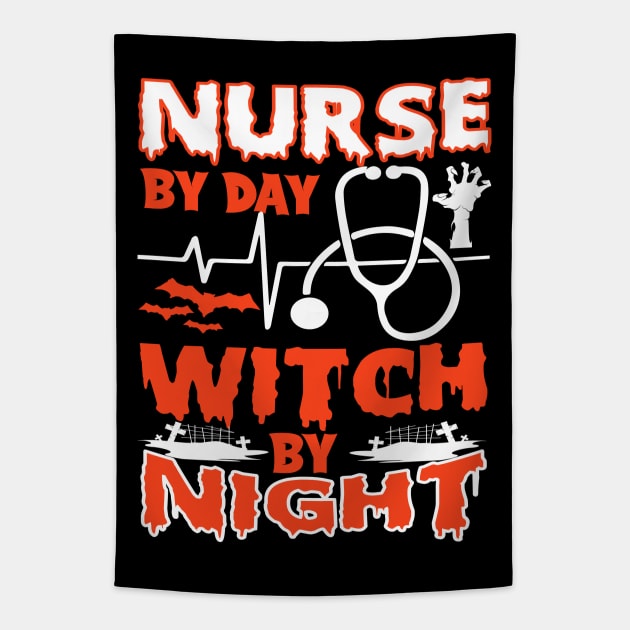 Nurse By Day Witch By Night Halloween Party Costume Tapestry by koolteas