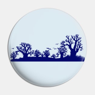 Baobab Trees Silhouette Blue Pin