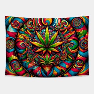 Psychedelic Cannabis Mandala Tapestry