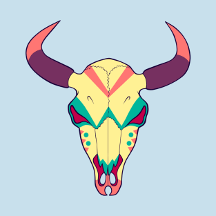 Painted Bison Cow Skull T-Shirt