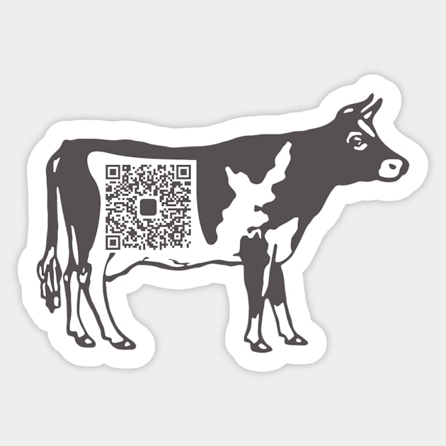 Cow QR code Black and White - Cleverily - Sticker | TeePublic