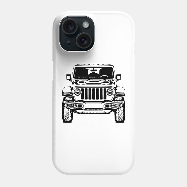 Wrangler Rubicon Front View Sketch Art Phone Case by DemangDesign