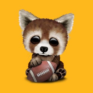 Cute Baby Red Panda Playing With Football T-Shirt