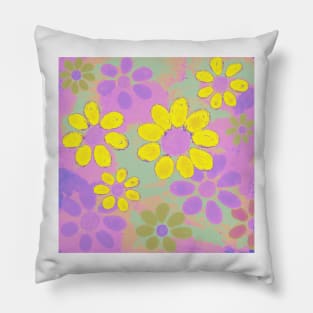 Neon Colorful Daisy Sunflower Floral Pattern Pillow
