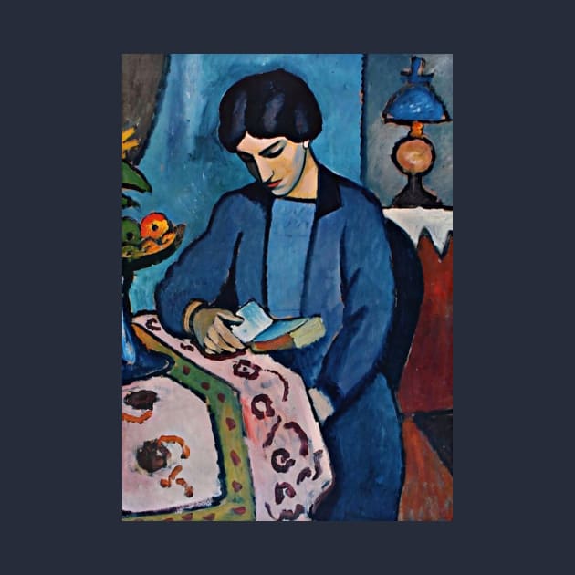 August Macke Art Titled Woman Reading by booksnbobs