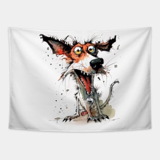 Crazy Dog Painting: Expressive Canine Art Tapestry