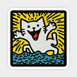 Funny Keith Haring, Happy Cat Magnet