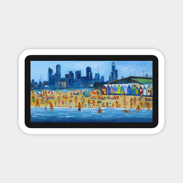 Brighton Beach huts Magnet by karincharlotte