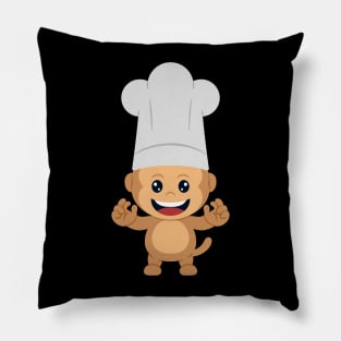 cute chef monkey cartoon Pillow