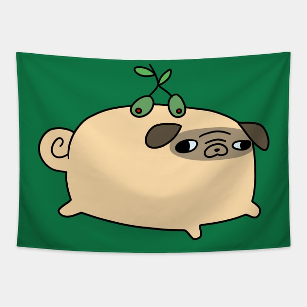 Olive Pug Tapestry by saradaboru