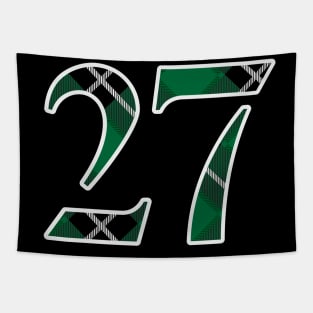 27 Sports Jersey Number Green Black Flannel Tapestry
