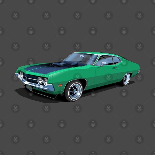 1970 Ford Torino Cobra Jet in grabber green by candcretro