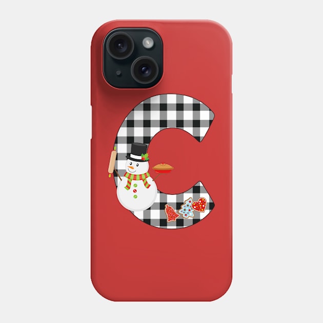 BW Buffalo Checks Pattern Monogram C | Snowman Phone Case by ExpressYourSoulTees