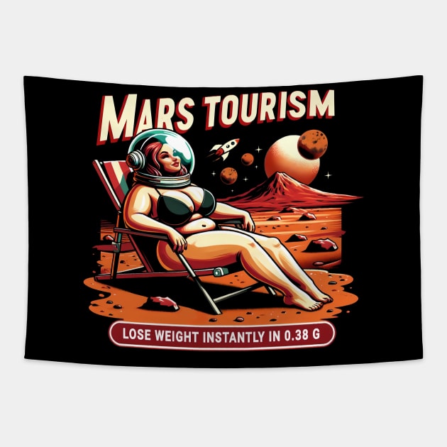 Mars Tourism - vintage Tapestry by Neon Galaxia