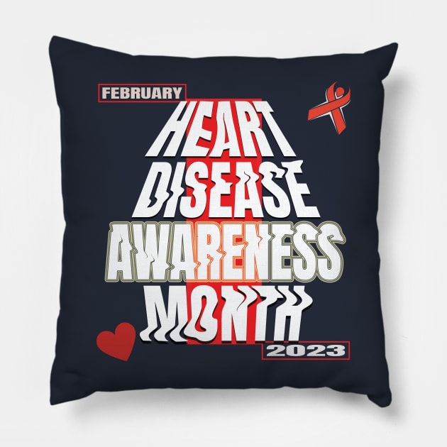 Heart disease awareness month Pillow by TeeText