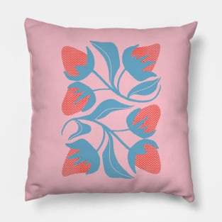 Retro Halftone Strawberry Design: Vintage Berry Bliss Pillow