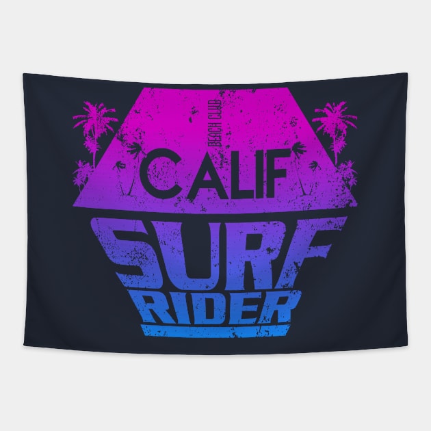 Calif Surf Rider Typography palm tree Tapestry by SSSD