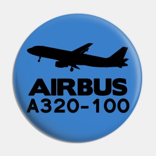 Airbus A320-100 Silhouette Print (Black) Pin