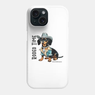 RODEO TIME (Black and tan dachshund wearing blue cowboy hat) Phone Case