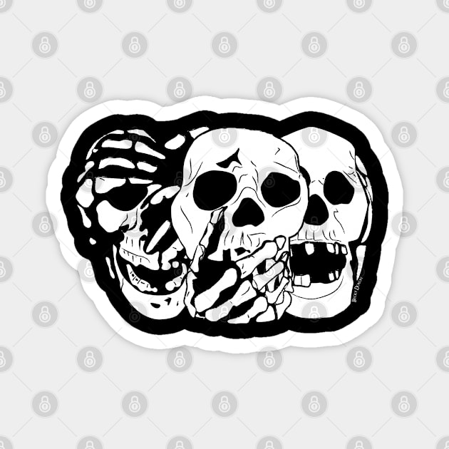 3 Skulls Magnet by BeckyDoyon