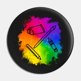 Colorful Art Supplies Pin