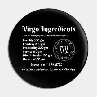 Virgo Ingredients Pin