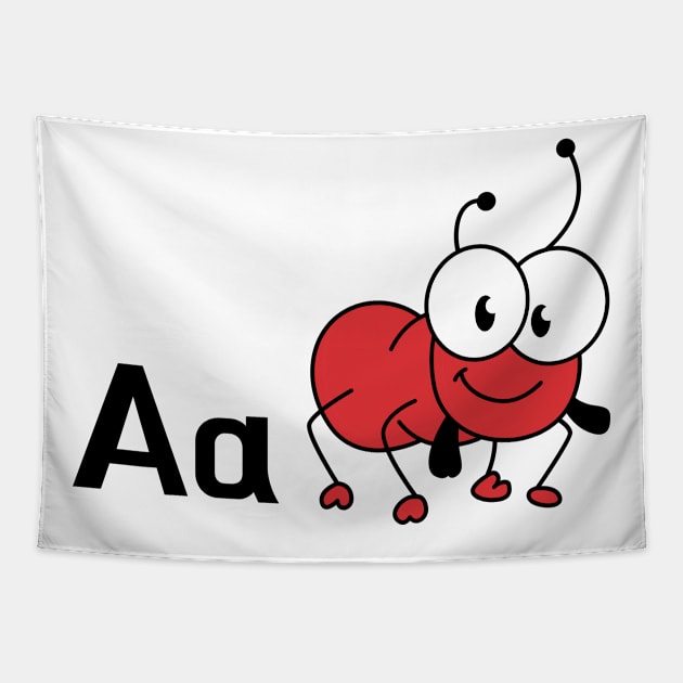 The Letter A for Ant Alphabet uppercase and lowercase A letter Design Tapestry by Syressence