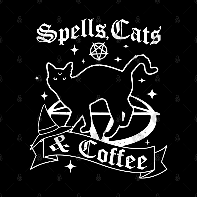 Spells Cats and Coffee - Gothic Pastel Goth Cat Lover Witch by OrangeMonkeyArt