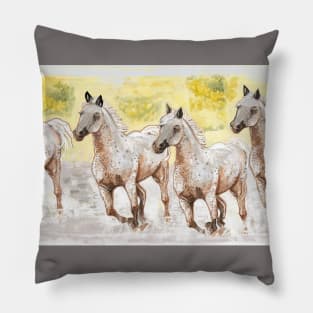 Speckled Horses Racing Pillow