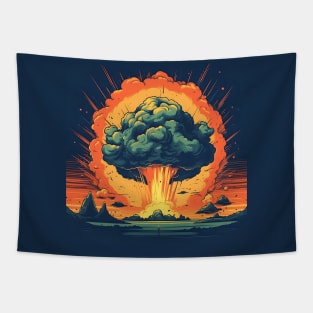 Nuclear Explosion Mushroom Cloud illustration Tapestry