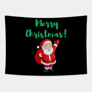 Merry Christmas Santa Carrying Presents Festive Holidays Tapestry