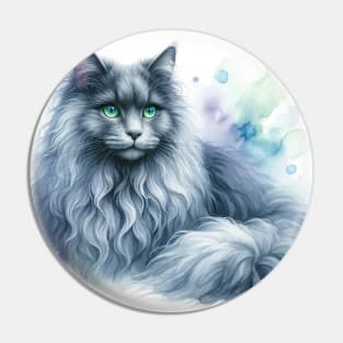 Nebelung - Watercolor Cat Pin