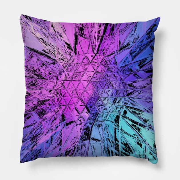 Punk Goth Pastel Stained Glass Sunflower Pillow by Moon Art