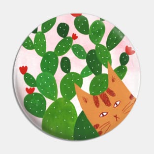 Cat photobombing cactus Pin