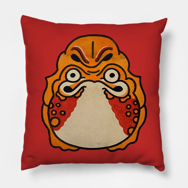 Traditional Tattoo Japanese face  groggy fella Pillow by JAYANAWI PROJECT