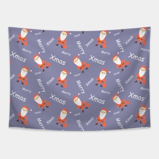 Santa Claus on blue with gift bag Tapestry